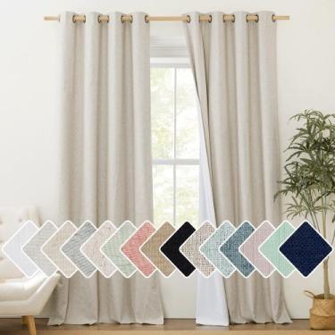 Imagem de Cortinas NICETOWN 100% Blackout Linen 240 cm de comprimento 2 painéis
