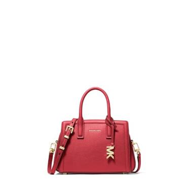 Imagem de Michael Kors Bolsa transversal extra pequena Laila, ferragens douradas/couro de cabra em relevo/carmesim