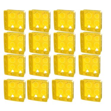 Imagem de Kit 16 Caixa De Luz Embutir Parede Para Tomada 4x4 Amarela