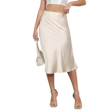 Imagem de Saia ALCEA ROSEA Satin Satin High Wisted Silky Midi para mulheres