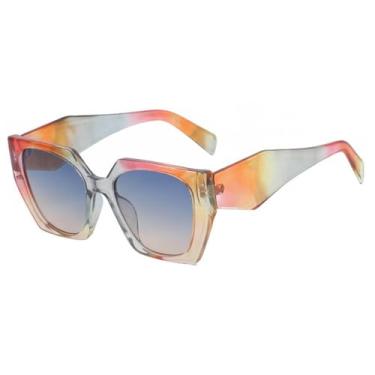 Imagem de Óculos de sol com proteção UV400 para homens e mulheres | Óculos de sol grandes com degradê e lentes de contato olho de gato | Para dirigir e praticar esportes ao ar livre, preto, branco e cinza