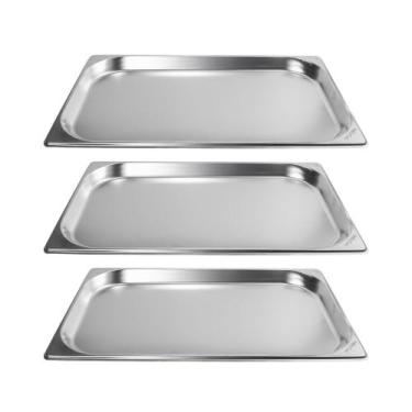 Imagem de Kit Três Cubas Gastronomica Padrão Gn 1/1 40mm Inox com Tampa Weck