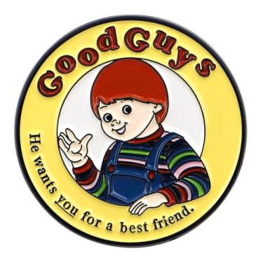 Imagem de Chucky Doll Child's Play Filme de terror Halloween Good Guys He Wants You For a Best Friend 3,15 cm Emblema de broche esmaltado