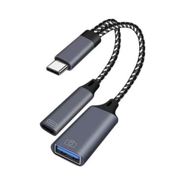 Imagem de Adaptador De Cabo USB Tipo C Para USB a Com Porta De Carregamento PD P