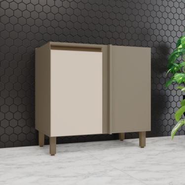 Imagem de Balcão Canto Reto 1 Porta com Tampo 100% MDF Aurora Espresso Móveis