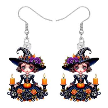 Imagem de LONYOO Brincos de boneca de bruxa assustadora de anime para mulheres, brincos pendentes de acrílico, joias góticas, presentes de bruxa de terror perverso para mulheres, acessórios de fantasia de bruxa