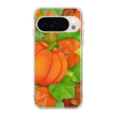 Imagem de Peachy Life Capa para Google Pixel 10 Pro XL, estilo de outono divertido com estampa de abóbora fofa design de folhas de outono capa protetora de TPU macio de 6,8 polegadas (patch de abóbora)