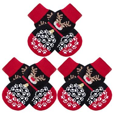Imagem de EXPAWLORER Meias antiderrapantes para cães para evitar lamber patas, sapatos de cachorro para pavimento quente/frio, melhor controle de tração de protetor de pata em piso de madeira, botas para cães
