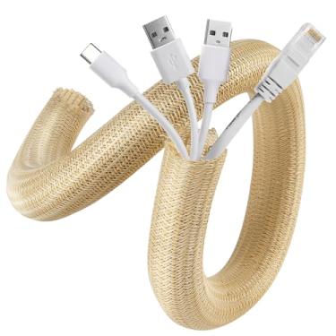 Imagem de AGPTEK Capa para cabos, organizador de cabos de mesa de 3 m a 1,5 cm, ocultador de cabos, gerenciamento de fios para escritório, tubo de tear de fio para computador, TV, protetor de cordão à prova de