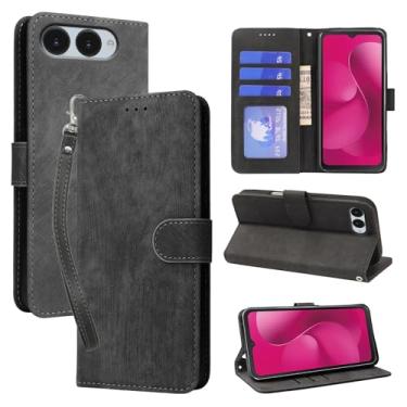 Imagem de NOUKAJU Capa para T-Mobile REVVL 8, capa protetora tipo carteira, antiqueda, absorção de choque, proteção abrangente, função de suporte, suporte ajustável, capa protetora para REVVL 8 (preto)