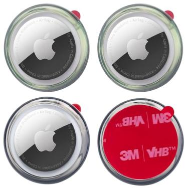 Imagem de echinff Pacote com 4 capas para Airtag, capa protetora com adesivo forte 3M compatível com etiquetas Apple Air para colar na TV, fones de ouvido remotos, mochilas, bagagem, laptop, câmera, bicicleta