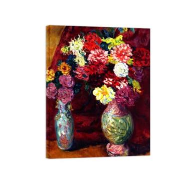 Imagem de Flores Pintura em tela Famosa Pintura Reprodução-Quadros para sala de estar-Dois vasos flores 2-Pôster pronto para pendurar Tela Embrulhada 60x80cm