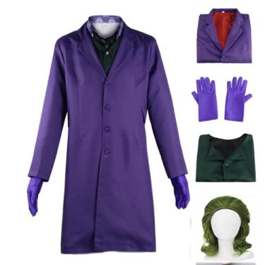 Imagem de YAQIZENG Fantasia de palhaço adulto colete jaqueta longa conjunto sobretudo conjunto Halloween fantasia cavaleiro fantasia cosplay vestido roxo, Roxa, M