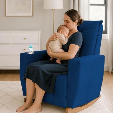 Imagem de Poltrona de Amamentação Balanço Agatha Puff - Silverio Decor, Azul