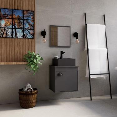 Imagem de Gabinete Banheiro Em Mdf Com Pia Cuba - Perugia Preto