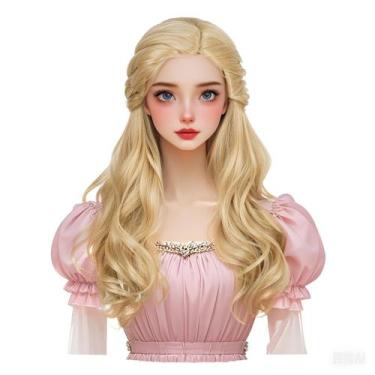 Imagem de Peruca ondulada Wiggy Mermaid Blonde 70cm sintética para mulheres