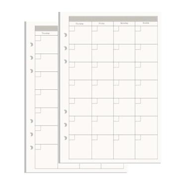 Imagem de NatSumeBasics Refil de papel A5 12,7 cm x 20,3 cm para fichário mensal sem data, insere 90 folhas, 6 furos, para diário de viagem pessoal (2 A5 mensais)