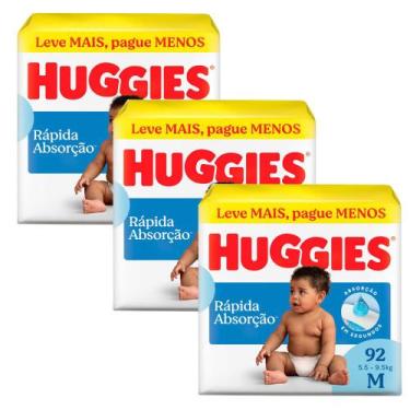 Imagem de Kit 3 Fralda Huggies Tripla Proteção Tamanho M Pacote Hiper 92 Fraldas