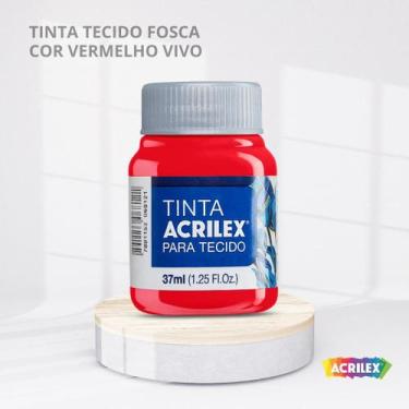 Imagem de Tinta para tecido fosca com 37ml cor vermelho vivo - ACRILEX