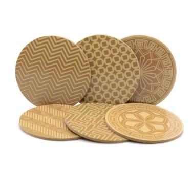 Imagem de Porta Copos Cortiça Mdf Kit 6 Unidades 10x10 Cm