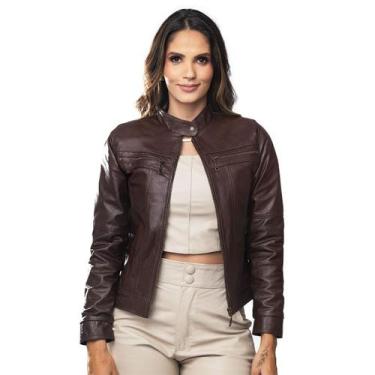 Imagem de Jaqueta de Couro Feminina Dallas - IGNE BULL, GG, Pinhão