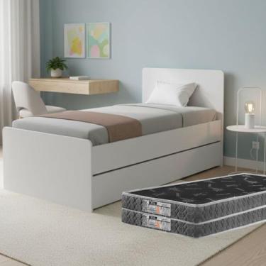 Imagem de Bicama Solteiro MDF Reforçada Com Cama Auxiliar + Colchão D20 Conforto