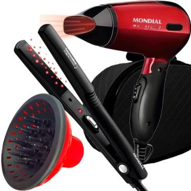 Imagem de Mini Secador De Cabelo Mondial 1200w Ion Dobrável Viagem Vermelho Sm13