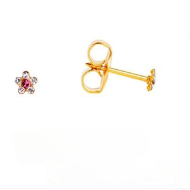 Imagem de Brinco Studex System 75 Baby Daisy Cristal Rosa 3mm COD 127, Dourado