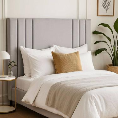 Imagem de Cabeceira Cama Box Frame Moderna 195 cm Linho King Clássica