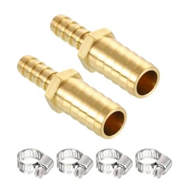 Imagem de Kozelo Pacote com 2 acessórios de mangueira de latão com encaixe de farpa de 1/5.1 cm para 5/40.6 cm com 4 braçadeiras de mangueira para máquinas domésticas, banheiras de massagem e sistemas de