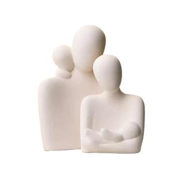 Imagem de hezhuhe2258 Ornamentos de mesa estilo minimalista família de quatro ornamentos premium sentido moderno entrada sala de estar armário de TV decoração de refrigerador de vinho (branco)