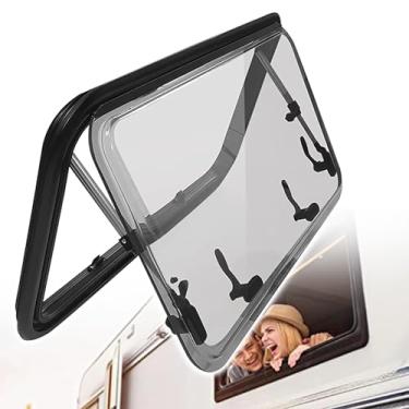 Imagem de Janela de motorhome, janela lateral de liga de alumínio RV janela articulada, janela de emergência RV de ângulo ajustável para trailer, 500 x 300 mm