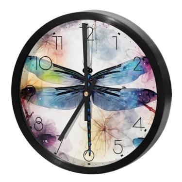 Imagem de LILINWAN Relógio de parede 24 cm sem tique-taque silencioso operado por bateria relógio de parede redondo moderno estilo simples decoração relógio para escritório/escola/quarto/sala de estar