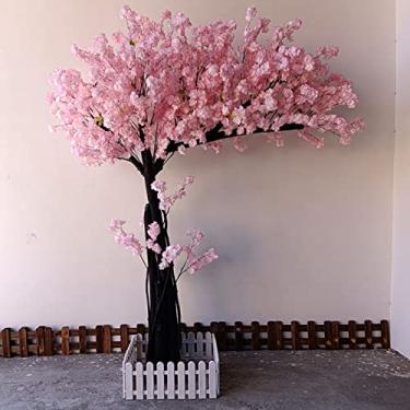 Imagem de Cerejeira artificial rosa magra, simulação de flor de cerejeira, flor de pêssego, decoração de interiores, árvore de flores em grande escala, planta de paisagismo 2,5 × 2,3 m/8,2 × 7,5FT ()