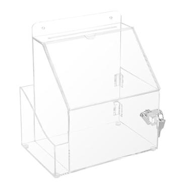 Imagem de KAIYUEMAOYI Caixa de Sugestões de Acrílico com Chaves E Organizador de Armazenamento de Fechadura Caixa de Doação para de Comentários de Doação Rifa Arreca, Claro