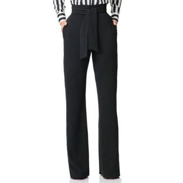 Imagem de Calças femininas de cintura alta Lucuna Solid Color com cinto