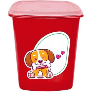 Imagem de Porta Ração 6 litros Pote para Ração de Cães e Gatos (Cachorro Vermelho,1 unidade)
