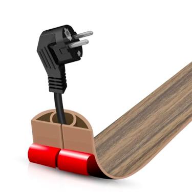 Imagem de Capa de cabo de piso autoadesiva, gerenciamento de cabos de 9 m, protetor de faixa de extensão para fios, evita viagens de cabos para escritórios, academias, exposições. Cavidade: 1 cm (L) x 0,27 (A