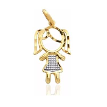 Imagem de Pingente Filhos Pingente Menina Ouro 18k Amarelo E Branco 490580 - vir