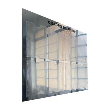 Imagem de Quadro Avisos E Gestão Premium 8 Displays A4 Acm Prata Espelhado Paine