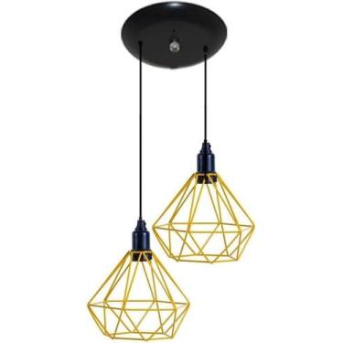 Imagem de Luminária Pendente Aramado Modelo Diamante Duplo 02 Juntos na mesma Ca
