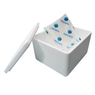 Imagem de Kit Caixa Isopor 1,5L Litro 1 Gelo Flexível 120g Parede Simples - Gelo