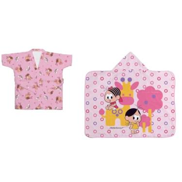 Imagem de KIT TOALHA DE BANHO BEBE E ROUPÃO TURMA DA MÔNICA (ROSA 2)