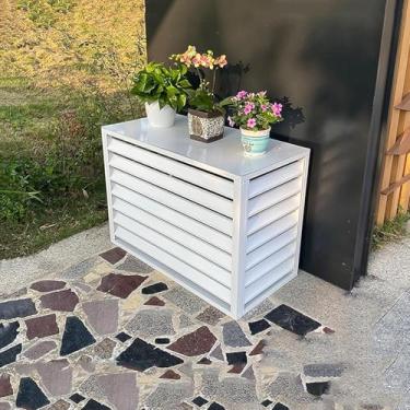 Imagem de Tela De Cerca De Privacidade De Alumínio Para Unidades De Ar Condicionado Externas - Tampa Decorativa Ac Com Grades De Proteção E Escudo Da Bomba De Calor, White, 110X60X80CM