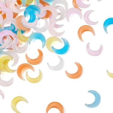 Imagem de 120 peças de pingentes de arte de unhas de lua 3D resina crescente acessórios de decoração de arte de unhas para mulheres artesanato faça você mesmo celular joias suprimentos para fabricação de joias