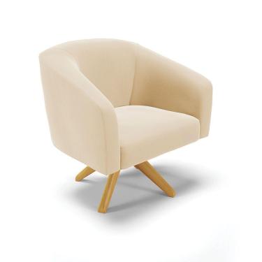 Imagem de Cadeira Sala De Jantar Giratória Ma30 Stella Suede D03 - D'rossi Cor Bege