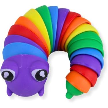 Imagem de Slug Fidget Lesma Com Olhos Brinquedo Articulado de Descompressão Flexível para Aliviar o Estresse, Lesma Elástica Articulada Sensorial de Mão, Brinquedo de truque de Fidget, Brinquedo Sensorial