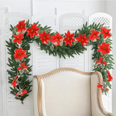 Imagem de 1 peça planta artificial 2 m folhas de azevinho falsas frutas vinha hera vermelha baga decoração de Natal enfeites de árvore de Natal para pendurar (estilo 4)