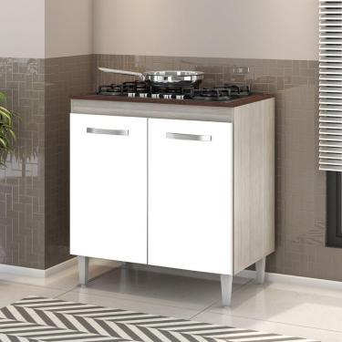 Imagem de Balcão Para Cooktop 4 E 5 Bocas 2 Portas Montana Elmo/branco Hr Móveis