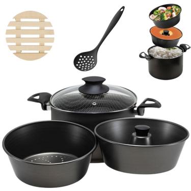 Imagem de Panela 3 Em 1 Antiaderente 3,9L + 02 Descansos + Escumadeira